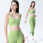 Women yoga suits sports bra high waist and hip lifting yoga pants two-piece fitness set running fitness clothing 9100-6146.