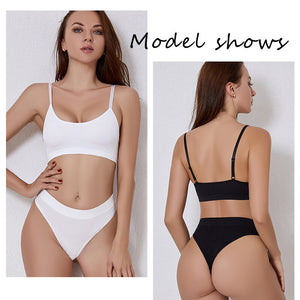 Women's underwear set plus size no steel ring beautiful back vest thin large size comfortable Panties and bra set 1605
