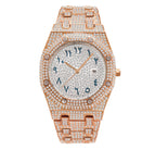 MISSFOX watch hip-hop high-end full diamond waterproof calendar men's watch V301 quartz watch