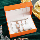 2021 New Fashion lady watch Square Set Women's Watch Small Green quartz bracelet Watch set fxn051