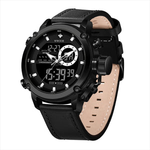 WWOOR Leather Watch Waterproof Men's Watch Quartz Fashion Sports Style Men's Quartz 8882
