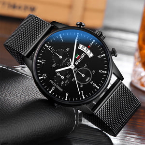 Swish new men's watch multi-functional waterproof luminous calendar men's watch three eye six needle mesh belt quartz watch 921