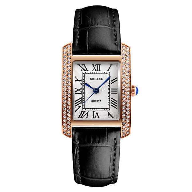 KIMSDUN New Korean Fashion Square Water Diamond British Watch Ladies Waterproof Watch K-7701B