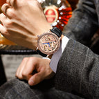 KIMSDUN men's casual watch 3D Engraving Eight Horses Fashion Hollow Automatic Mechanical Watch Waterproof men Watch K-2196A