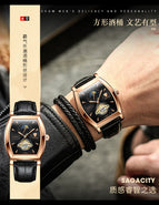 TEVISE men's watch Wine barrel square tourbillon fashion mechanical men's watch 8383d