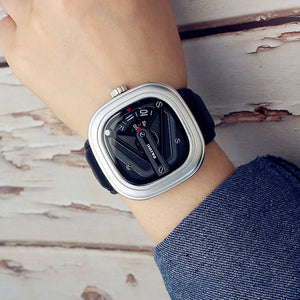Punk Square Turntable Boys New Concept Watch Trendy Men's Fashion Watch All-Match Belt Quartz Watch Unicorn Watch 58991-2
