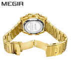 Megir Watch Men Stainless Steel Hollowed Fashion Sports Timing Quartz Steel Timepiece 4220