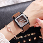 [Ready stock]GUOU fanshion Women Watches Lady Luxury Wristwatches Rubber Silicon Dress Square Quartz Watch