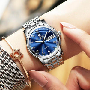 Ontheedge Stainless Steel Men Waterproof Watch Women Watch Quartz Wrist Watches Roma Scale lumnious watch gifts for man