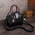 2021 new women's bag oil wax leather hit color portable single-shoulder messenger retro fashion hinged children's bag 231