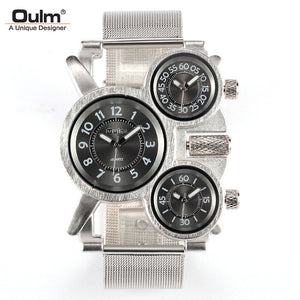 Oulm Men's Watch Quartz Watch Hot Sale Watch Mesh Belt Fashion Men's Watch Big Dial HT1167