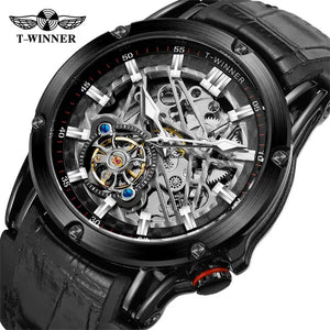 New Winner Style Men's Fashion Casual Hollow Mechanical Movement Automatic men's causal business Watch SLZg121