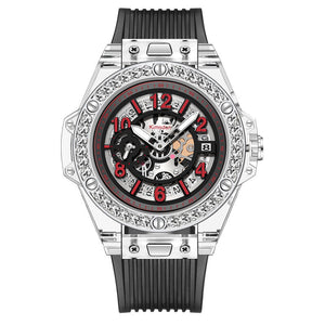 KIMSDUN transparent fashion watch men and women couple watch waterproof silicone calendar quartz watch K-1980B