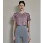 2023 Spring and Summer New Jacquard Short Outdoor Sports Short Sleeve Running Breathable Fitness Slim Slimming Yoga top HN99