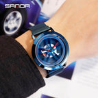 SANDA Rotate dial Men's Watches Top Brand Luxury Rose Gold Mesh Watch Men Fashion Business Wrist watches P1009