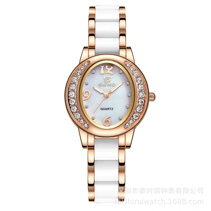 SENO watch 2022 new temperament atmosphere fashion oval watch women's temperament trend diamond-encrusted women's watch s035