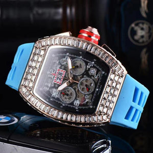 Men's watch Barrel-Shaped Square Diamond 6-Pin Quartz Watch European Fashion Men's Watch in Stock 8130