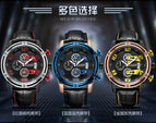 Megir Watch Men's Sports Multifunction Timekeeping Calendar Leather Men's Watch 2078