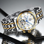 ONOLA ON6820 solid steel belt business tourbillon hollow automatic mechanical watch men's waterproof watch men