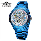 Winner Men's Personality Fashionable Golden All-Steel Hollow Automatic Mechanical men Watch SLZ46