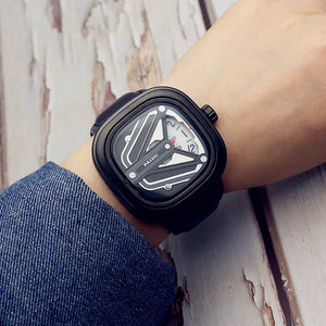 Punk Square Turntable Boys New Concept Watch Trendy Men's Fashion Watch All-Match Belt Quartz Watch Unicorn Watch 58991-2