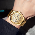 Bestwin Men's Watch Alloy Hollow Sheet Plate Luminous Machinery Calendar Waterproof Men's Quartz Watch 951