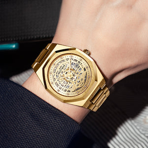 Bestwin Men's Watch Alloy Hollow Sheet Plate Luminous Machinery Calendar Waterproof Men's Quartz Watch 951