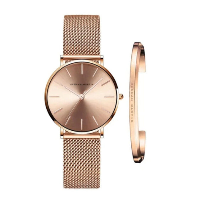Hannah Martin women's watch  waterproof quartz watch women's watch 36mm simple strap bracelet DW women's watch hm-cc36Japanese movement woven mesh belt waterproof quartz watch women's watch 36mm simple belt bracelet dw ladies watch HM-CC36
