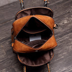 2021 new women's bag oil wax leather hit color portable single-shoulder messenger retro fashion hinged children's bag 231