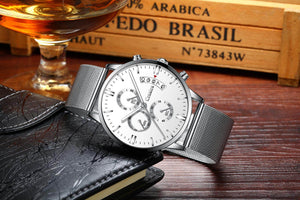 2019 new Crnaira brand Casual fashion quartz multi-function waterproof Mesh belt leather watch c029
