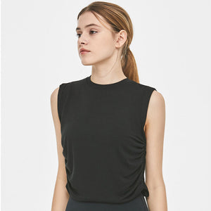 Short-sleeved yoga clothes tops women's loose sleeveless yoga vests fitness clothes sportswear running T-shirt qd52