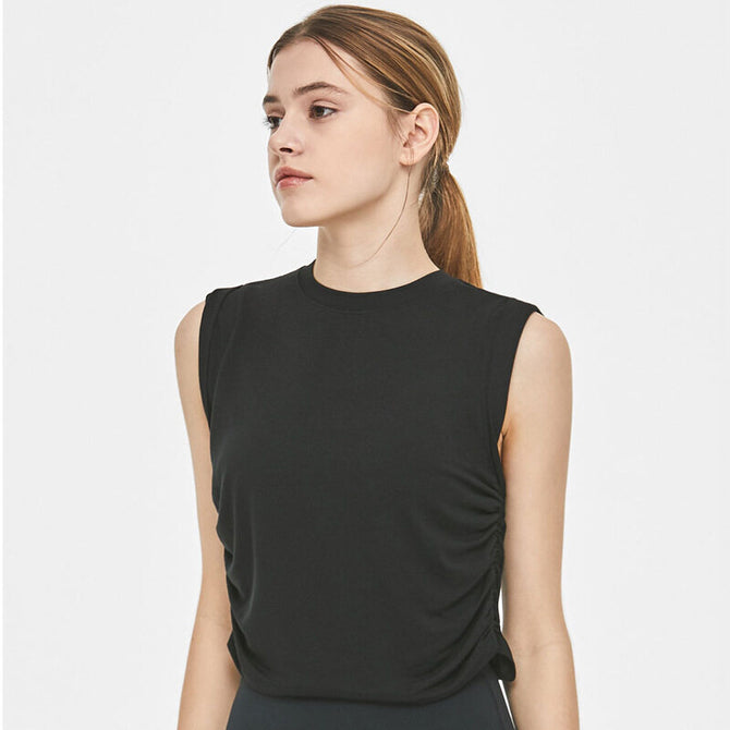 Short-sleeved yoga clothes tops women's loose sleeveless yoga vests fitness clothes sportswear running T-shirt qd52