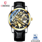 CHENXI2021 New Hollow Automatic Mechanical Watch Men's Waterproof Leather Strap Luminous business men casual Watch CX-8812