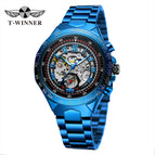 Winner Men's Personality Fashionable Golden All-Steel Hollow Automatic Mechanical men Watch SLZ46