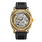 PINTIME New Men Watch Two-Way Movement Leisure Men's Leather Belt Watch Automatic Mechanical Watch 2346
