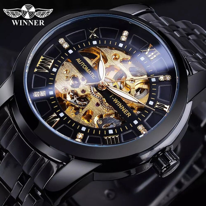 New Winner European and American Style Men's Fashion Casual Hollow out Mechanical Waterproof Automatic Mechanical men Watch SLZg108