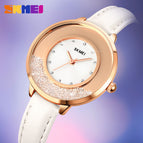 SKMEI women's watch fashion rotatable rhinestone lady student watch casual all-match thin leather ladies quartz watch