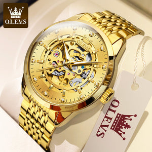 OLEVS men's Watch Automatic Mechanical fashion Watch Skeleton business Men's casual  Watch 9920TS
