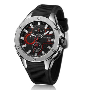 MEGIR 2053 Men's Sports Chronograph Quartz Watches Silicone Strap Luminous Waterproof Wristwatch Man Relogios
