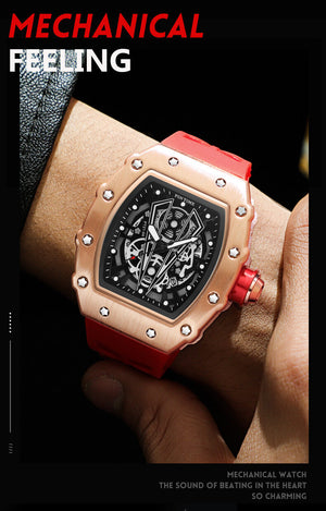 Pintime Watch Men's Domineering Barrel Men's Watch Hollow Sports Quartz men casual Watch 8140