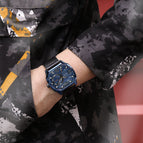 New megir men's watch innovative square sports watch waterproof luminous leather men's watch 2201