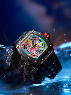 Pintime 2023 New Quartz men's Watch Live Popular Tourbillon Hollow out Trendy Men's quart Casual Watch 8133