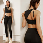 2023 New Beauty Back Yoga Suit Sports Bra High Waist Hip Lifting Running Fitness Pants Set WXM169+CKM255