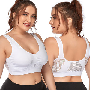 Large size new hollow mesh sports underwear women no steel ring shockproof yoga running sports  bra 4563