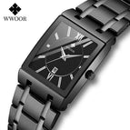 WWOOR 8858 Men's Watches Square Quartz Men Wrist Watch Stainless Steel Business Watch