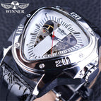 Winner European American Style Men's Fashion Casual Hollow Triangle Large Dial Automatic Mechanical men Watch SLZg65