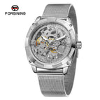 Forsining Men's Fashion Casual Hollow Waterproof Mesh Belt Carved Automatic Mechanical men casual Watch SLZe256
