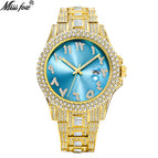MISSFOX watch European and American hip hop diamond full diamond business men's waterproof quartz watch v320