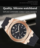 Pintime Men's Silicone Strap Wrist Watch Sports Casual Large Dial Fashion Waterproof Quartz Watch 2065