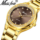 Missfox New Women's Watch Quartz Watch Gold High-end Diamond Ladies Watch 2742